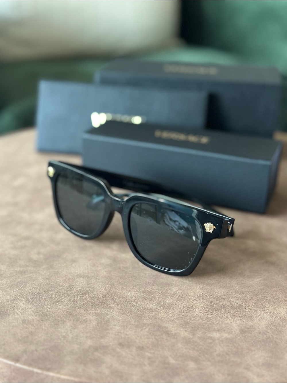 Versace Black Sunglasses with Gold Medusa Detail - Unisex
